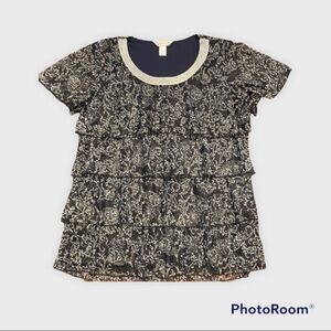 Blue and silver ruffle top 038